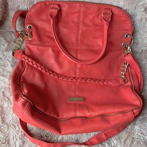 Steve Madden Women's Coral Pink Fold Over Crossbody Purse Bag